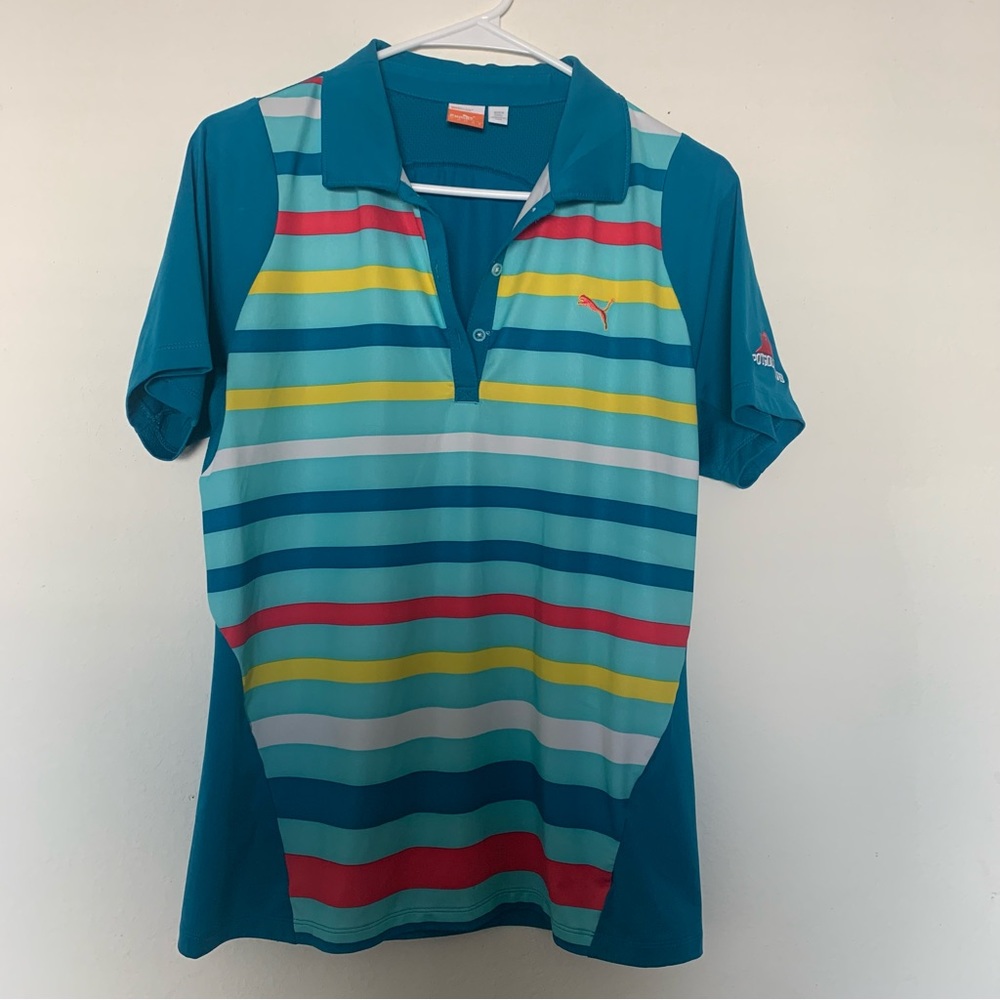 Puma Dry Sport Women's Golf Shirt, Multi-colored Short Sleeved Size Large